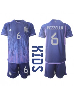 Argentina German Pezzella #6 Replika Borta Kläder Barn VM 2022 Kortärmad (+ byxor)